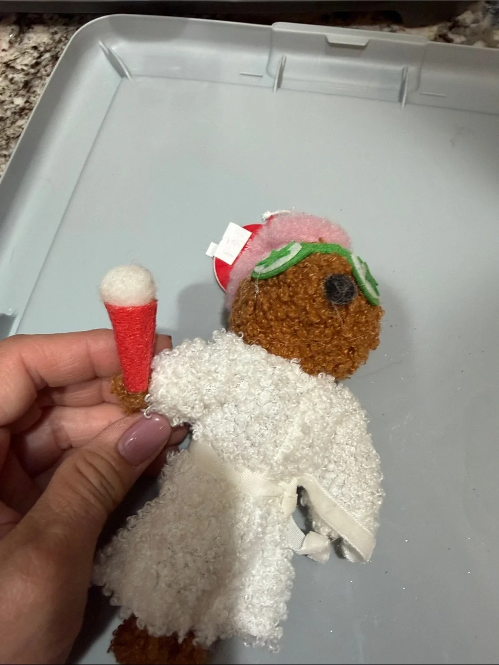 Ashland Plush Bath Doll in White Robe with Pink Head Wrap and Red Accessory
